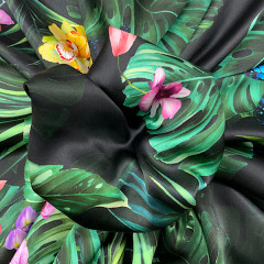Silk satin with fancy print