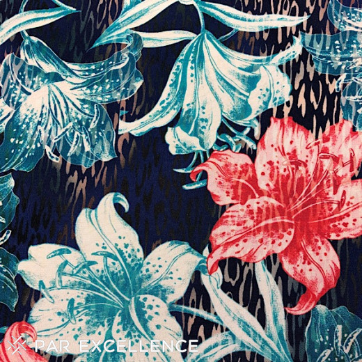 Silk marocain with fancy print